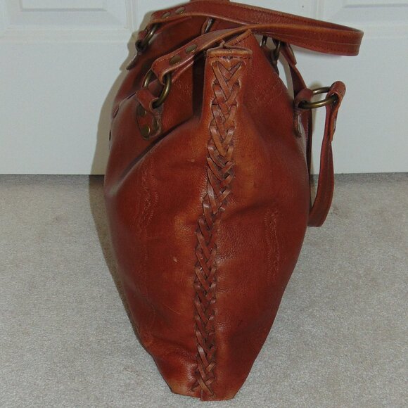 LUCKY BRAND LEATHER TOOLED BRAIDED TOTE - Picture 4 of 10
